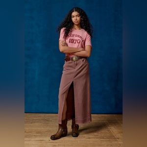 BDG Urban Outfitters Mandi Denim Maxi Skirt Size Medium Color Maroon